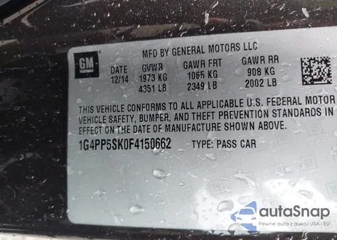 2015 Buick Verano z USA, uszkodzony, nr VIN 1G4PP5SK0F4150662